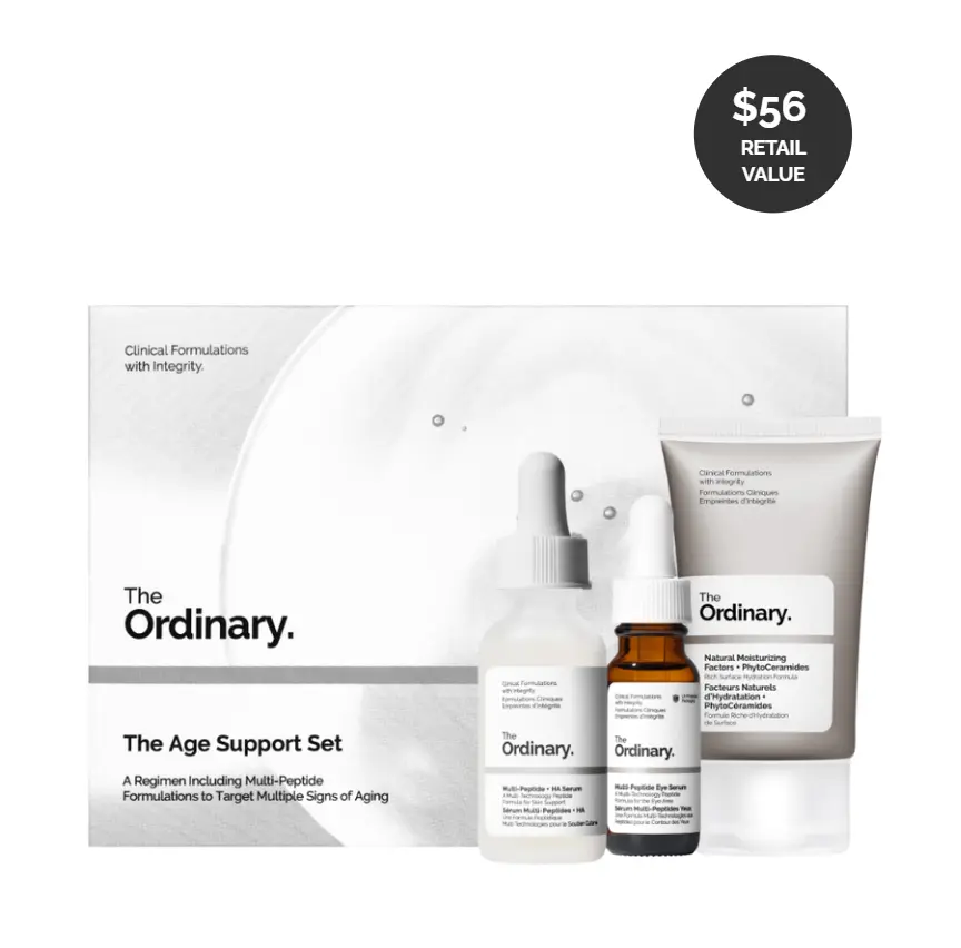 The Ordinary Age Support Set - 3-Step Anti-Aging Skin Regimen with Multi-Peptide + HA, Multi-Peptide Eye Serum, and Natural Moisturizing Factors + PhytoCeramides | Skincare Set The Ordinary Age Support Set - 3-Step Anti-Aging Skin Regimen with Multi-Peptide + HA, Multi-Peptide Eye Serum, and Natural Moisturizing Factors + PhytoCeramides | Skincare Set