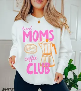 [Sale off up to 50%] Tired Moms Coffee Club Sweatshirt, Lightweight Sweatshirt, Coffee Lover Gift, Trendy Mama Sweatshirt, Tired Moms Club Shirt, streetwear graphic tee