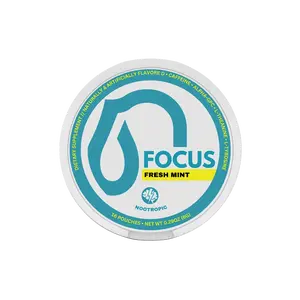 Fresh Mint - Focus+ Pouches - 320mg of Brain Boosting Ingredients - 16 Pouches Per Puck - Caffeine and Nootropic Blend - Energy and Focus Support