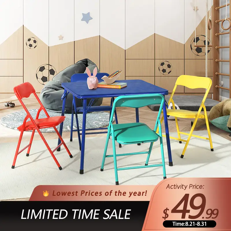 【Deals For You Days】Homy Casa Kids 5-Piece Folding Activity Table and Chair Set - Lightweight, Multi-Color, Perfect for Playrooms& Home Use Decor Mult
