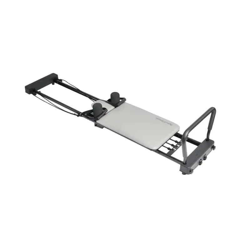 212 MAIN Foldable AeroPilates Reformer 287 - Black & Gray, Steel Frame, 3 Resistance Cords, Adjustable Headrest, Elegant Look