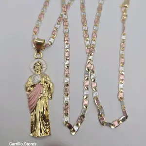 SAN JUDAS /SAINT JUDE religious necklace with three colors style 24"inches available GOLD-PLATED