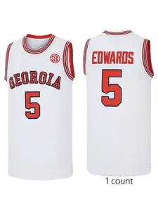 Men's Anthony Edwards #5 Georgia College #5 Basketball Jersey Embroidery Stitched White Men's Anthony Edwards #5 Georgia College #5 Basketball Jersey Embroidery Stitched White