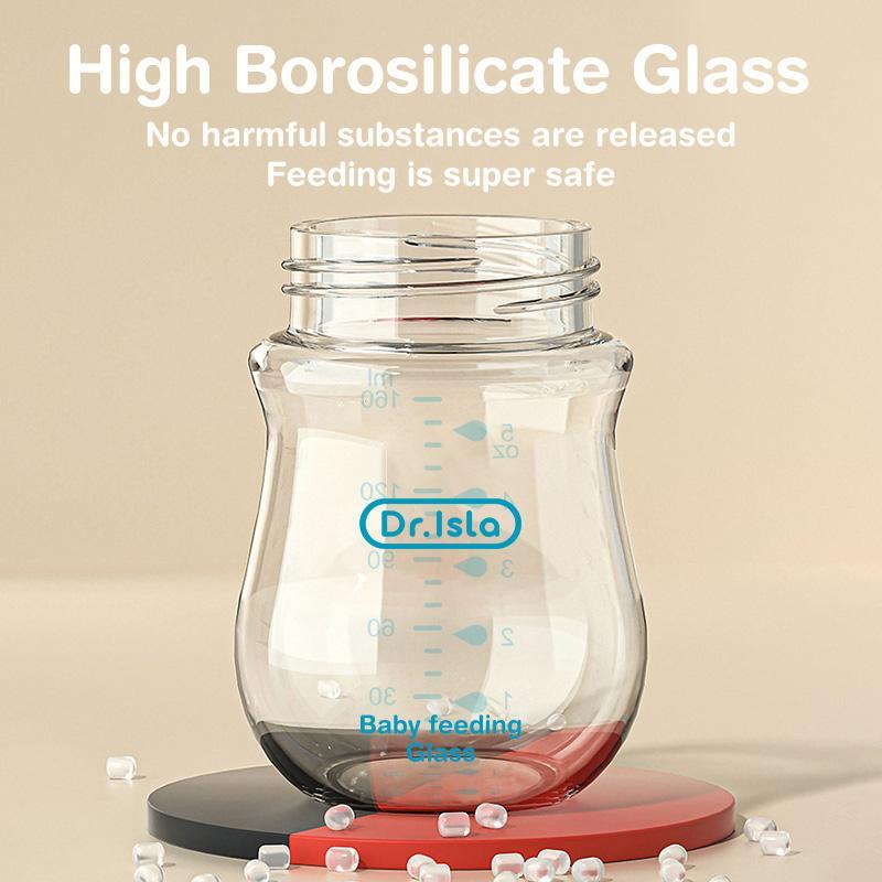 Dr.isla Baby's Glass Bottle, Baby Feeding Bottle, Glass Bottle for Baby Milk, Water, Juice, Milk Bottle for Toddlers, Drinking Cup for Kids, Eco Friendly Bottle