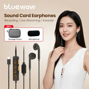 Bluewow Digital Sound Card Karaoke USB-C In-Ear Headphones - In-Ear Monitoring, Voice Changer, Studio-Quality Audio for Live Streaming, Recording