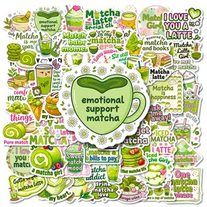 56 Matcha-themed Fun Stickers, Suitable for Scrapbooks, Diaries, Laptops, Water Bottles, Cars, and Other Faith-based Designs—gifts with Positive Messages, Bumper Sticker, Car Decorative Sticker