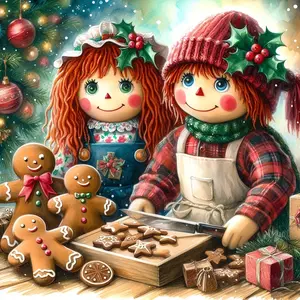 5D Diamond Painting Kit - Gingerbread Dolls with Round Acrylic Diamonds | Christmas & Halloween Themed Adult Relaxation Craft | Complete Step-by-Step Instructions | Festive Wall Art & Table Decor | Charming Gingerbread Girl & Boy with Icing Details