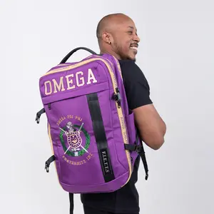 Omega Psi Phi Embroidered Purple and Gold Backpack