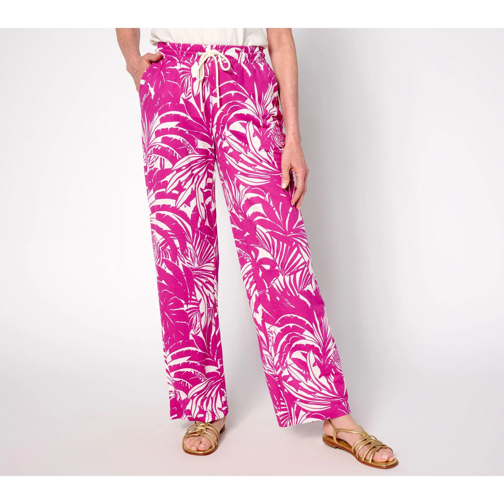 Belle by Kim Gravel Regular Cabana Knit Full Length Beach Pants