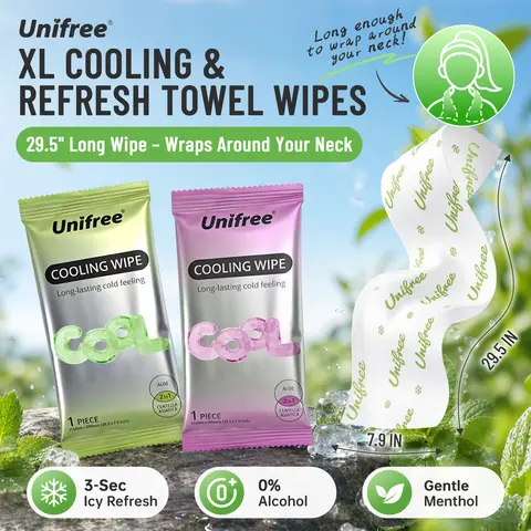 Unifree Portable XL Cooling Body Wipes for Neck & Body - Menthol Refreshing Towel Wipes for Energy Boost, Driving Fatigue, Workout, Office & Outdoor Travel (Individual Pack), Sohochic, home essentials, gift ideas, cozy home