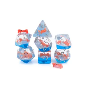 Crab Resin DnD Dice Set: 7 Piece Clawed Crustacean RPG Dice