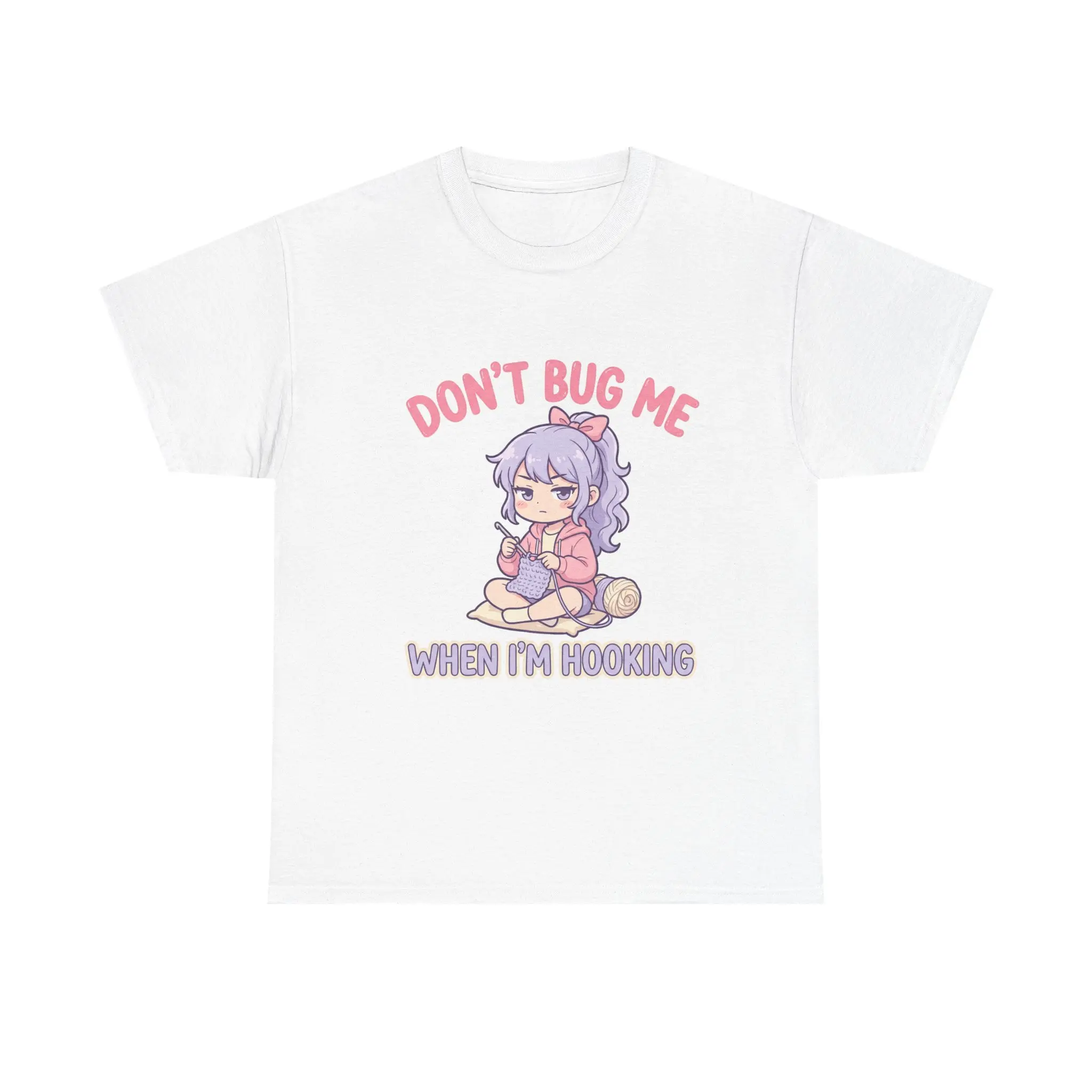 Don't Bug Me When I'm Hooking T-Shirt | Cute Anime Girl Knitting Crochet Tee