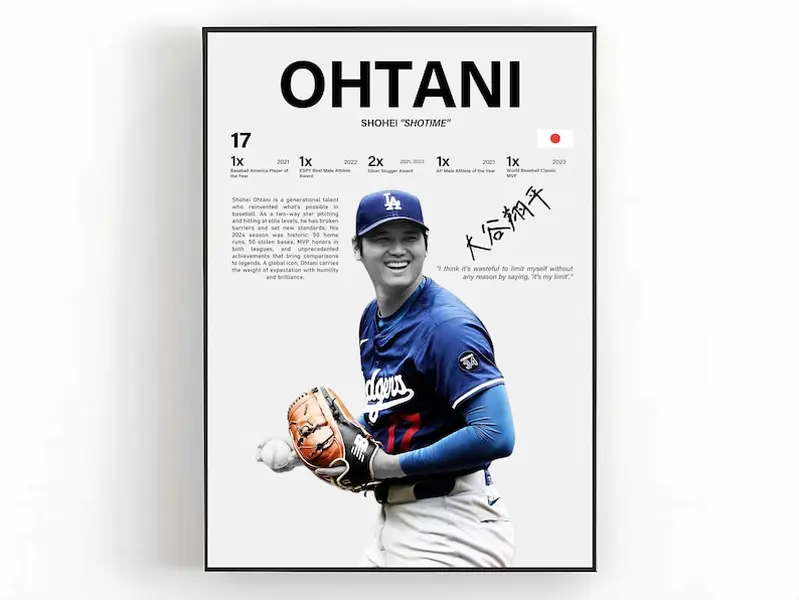 Shohei Ohtani Poster MLB Wall Art Baseball Print Sports Room Decor Fan Gift crowdprint