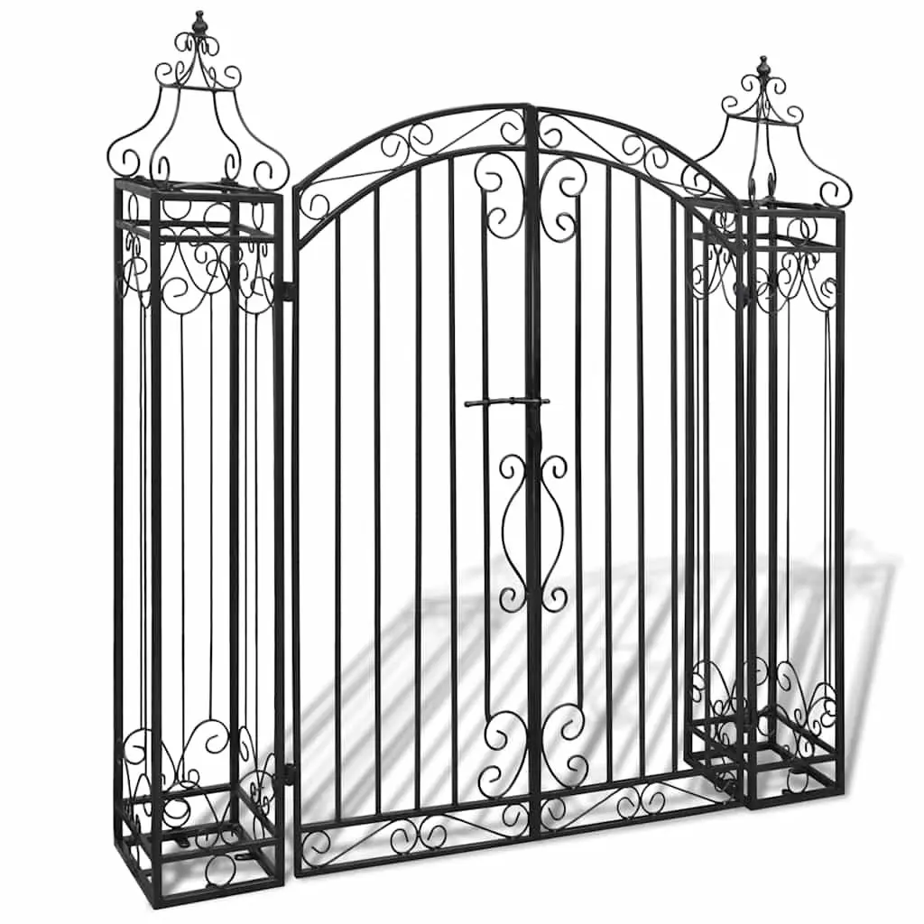 vidaXL Garden Gate, Ornamental Fence Gate with Bolt Hinge, Trellis Arch for Climbing Plants, Entrance Gate for Outdoor Backyard, Wrought Iron 40905