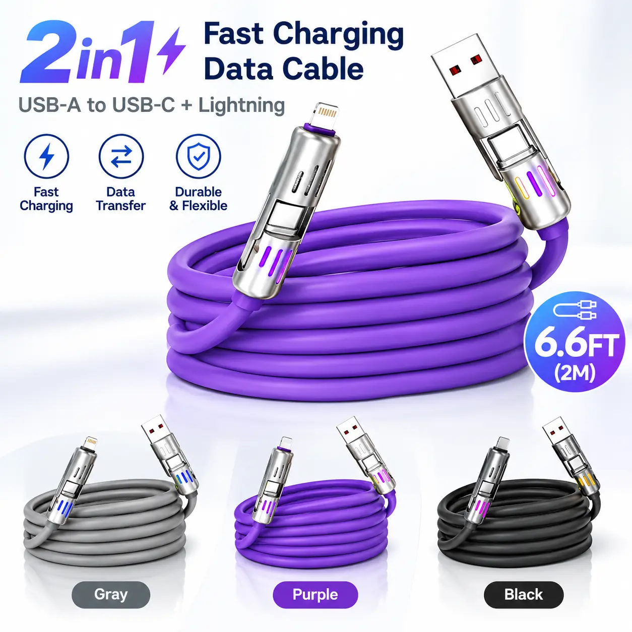 【Flash Sale】240W 4-in-1 USB-C Fast Charging Electronic Charger with Plug & Cable, Alloy-Silicone Durable Build, Data Sync, USB-A/Lightning Compatibility, Protection for Mobile Smartphone, iPad, Samsung Laptop, Android Devices, Phone Accessories