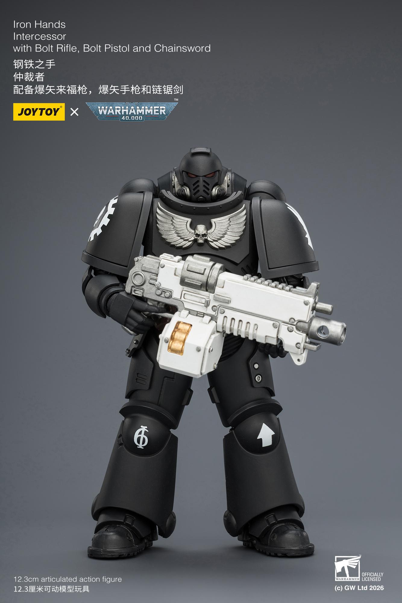 JOYTOY Warhammer 40,000 1/18 Unisex Action Figure Iron Hands Intercessor (Ages 12+) - Action Figurine, Character Figurine with Bolt Rifle, Bolt Pistol, Chainsword JT03837