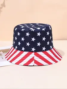 American Flag Pattern Bucket Hat, Casual Reversible Summer Beach Sun Hat for Men & Women, Packable Fisherman Cap for Outdoor Sun Protection