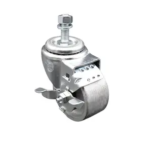 Service Caster SCC-TS20S314-SSS-TLB-121315 Semi Steel Cast Iron Swivel Threaded Stem Caster with 3 x 1.25 in. Silver Wheel & 0.5 in. Stem & Top Locking Brake, Abrasion Resistant, Stem Mounted, Swivel Type