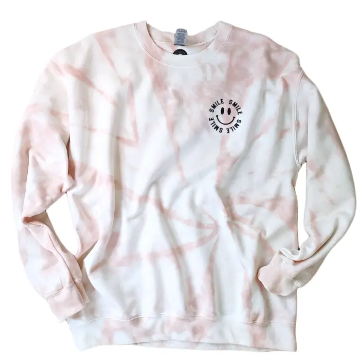 tan tie dye smile sweatshirt