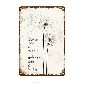 Charming Dandelion Wishing Metal Wall Sign Decor Decorative Sign for Wall, Living Room