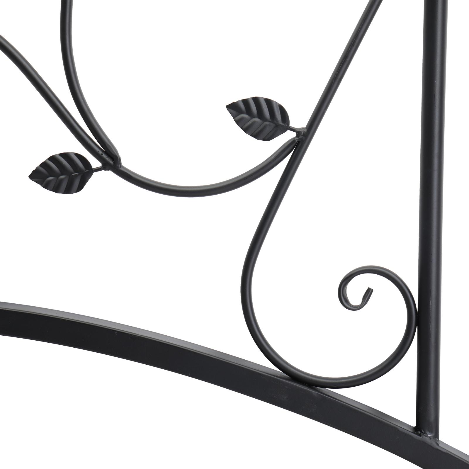 119*67*71cm Courtyard With Bird Pattern Arched Handrail Courtyard Iron Bridge Black