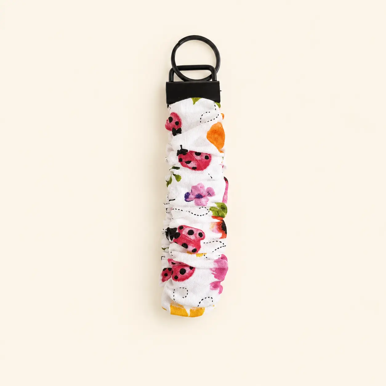 Pink Ladybug Scrunchie Keychain