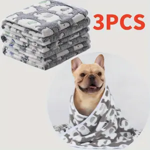 Set Of 3 23x16inch Soft Plush Minky Blanket,Pet Blanket Flannel Throw For Dog Puppy Cat