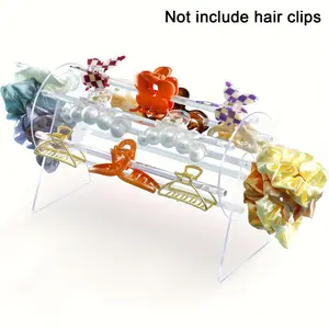 Acrylic Claw Clip Organizer Holder, 360-Degree Rotating Claw Clip Holder, L-Type Storage, Hair Clip Organizer Display Stand for Women, Flat Claw Clips