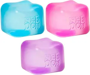 NeeDoh Fun Cube Stress Relief Toy - Soft Cute Squeeze Toy, Multiple Colors - ADHD Gift for Women, Girl's Toy, Anxiety Relief Toy, Fun Christmas Stocking Stuffer - Stress Relief Toy for Ages 3 and Up