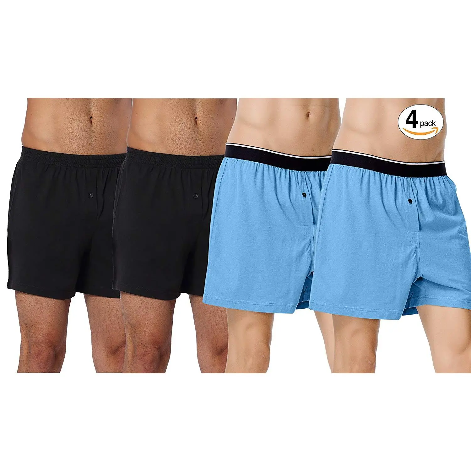 CYZ Menswear Loose 100% Cotton Knit Boxer Shorts - Multi-Pack Nightwear Loungewear Sleep Bottoms, Viscose