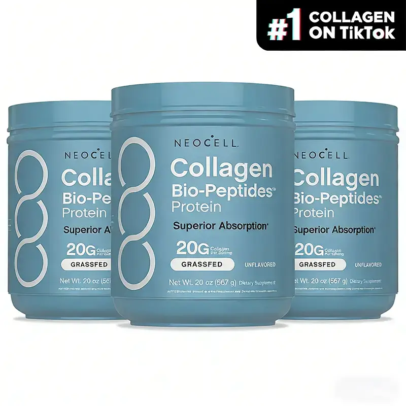 3-Pack NeoCell Collagen Bio-Peptides Powder 2 Pack, 20oz Grass Fed Protein Supplement, Formulated with 18 Essential Amino Acids