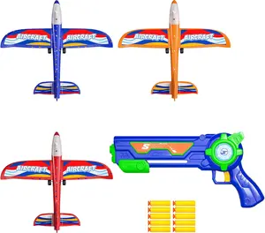 3 Airplanes Dual Flight Foam Gliders with LED Lights - Versatile Airplane Launcher Toy Set