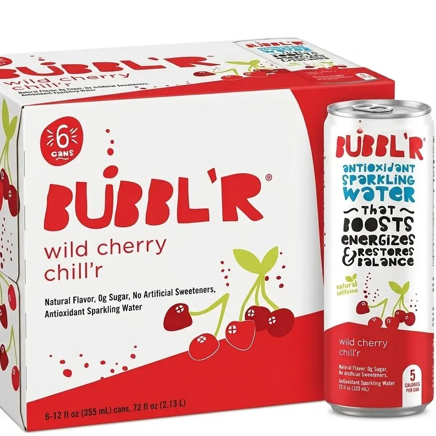 BUBBL'R Wild Cherry Chill'r Antioxidant Sparkling Water, 12 fl oz, 6-Pack