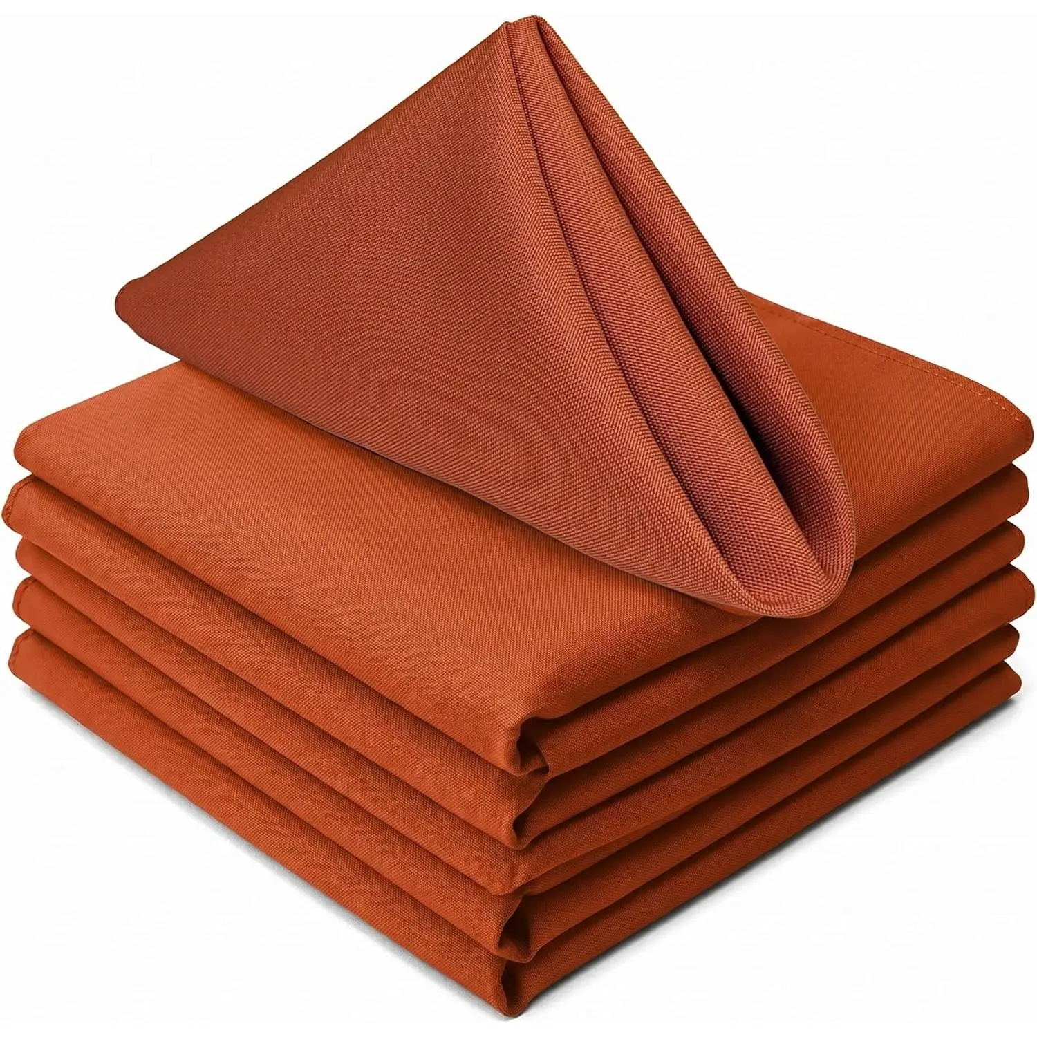 100% Polyester Cloth Napkins, 17in x 17in, Set of 6 (Burnt Orange) - Easy-Care, No-Iron Finish, Superior Color Retention, Machine Washable