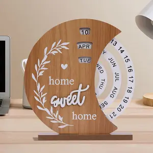 3styles Wooden Rotating Desk Calendar, Christmas Countdown Calendar, Desktop Decoration Ornaments, Home Office Decoration, Exquisite Manual Rotating Calendar