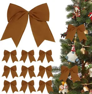 12 count   Bows Christmas Tree Decorations,6 Inch Brown Xmas Ornaments for Tree  Party Front Door Wreath Holiday Indoor Inside Decor