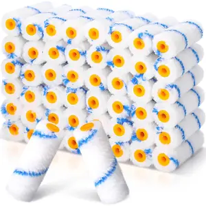 50 count 4 Inch Microfiber Mini  Rollers High Density Microfiber  Roller Covers, Painting Supplies for  Wall Cabinets Ceilings