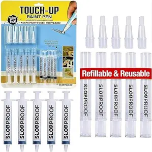 Slobproof Refillable Touch-Up Paint Pen, Mess-Free, Reusable Wall Paint Repair Tool,Pack of 5