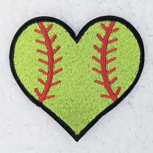 Softball Heart Embroidered HAT/POCKET Patch
