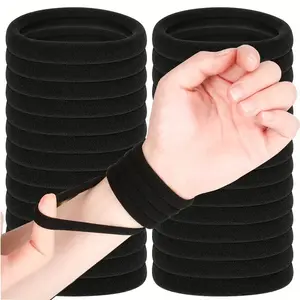 Black High Elastic Hair Ties, 4cm Strong Elastic Ponytail Holders, Fabric Hair Rings for Braiding Hair – For Women Girls Daily Styling Gift
