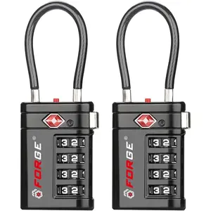 TSA Approved Luggage Locks 4 Digit Combination TSA Travel Locks with TSA008, Open Alert Indicator, Zinc Alloy Body for Luggage, Suitcase, Backpack, and More. Black 2 Locks.