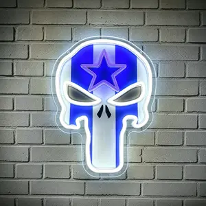 Captain America Skull LED Neon Sign | USB Powered Dimmable Wall Decor Light, Acrylic Material, Ideal for Marvel Fan Rooms, Gaming Rooms, Retro American Bars, Photo Walls & Themed Party Decor