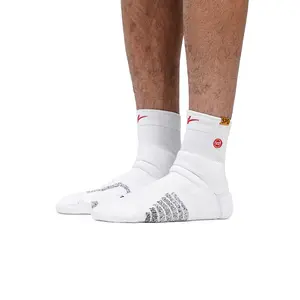 SPO Pro Basketball Low-Mid Cut Training Socks - Cushioned, Compression, Moisture-Wicking, Cooling, All Seasons, Anti-Skid, Non-Slip, Impact Protection, Machine Washable, Unisex Youth & Adults, Black White