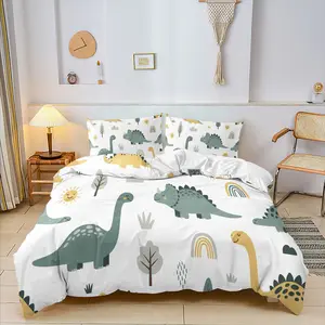 1/2 Pcs Dinosaur Theme Duvet Cover Set, Comfortable and Soft Bedding, Soft and Comfortable Duvet Cover Set, The Perfect Home Furnishing for a Dinosaur-themed Bedroom, Filler Not Included.