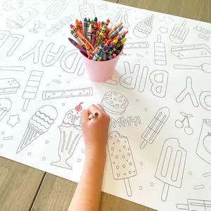 Ice Cream Coloring Table Runner, Ice Cream Birthday, Frozen Treats, Giant Coloring Poster, Party Decorations, Summer Birthday, Coloring