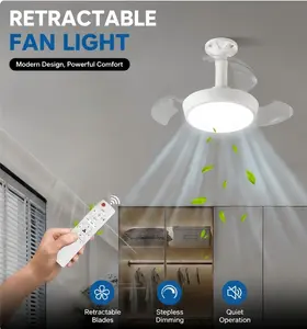 Slim Invisible Ceiling Fans Lights， with Light and Remote Control ， Modern Smart RGB Fan featuring 3 Adjustable Wind Speeds and 3 Adjustable Light Colors. 16 Inch LED Lighting summervibes