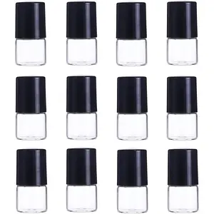 12 count 1ml Mini Glass Roll  Bottles Roller Refillable Essential Oil  Sample Vials Roller Bottles Container, Essential Oil (Black)