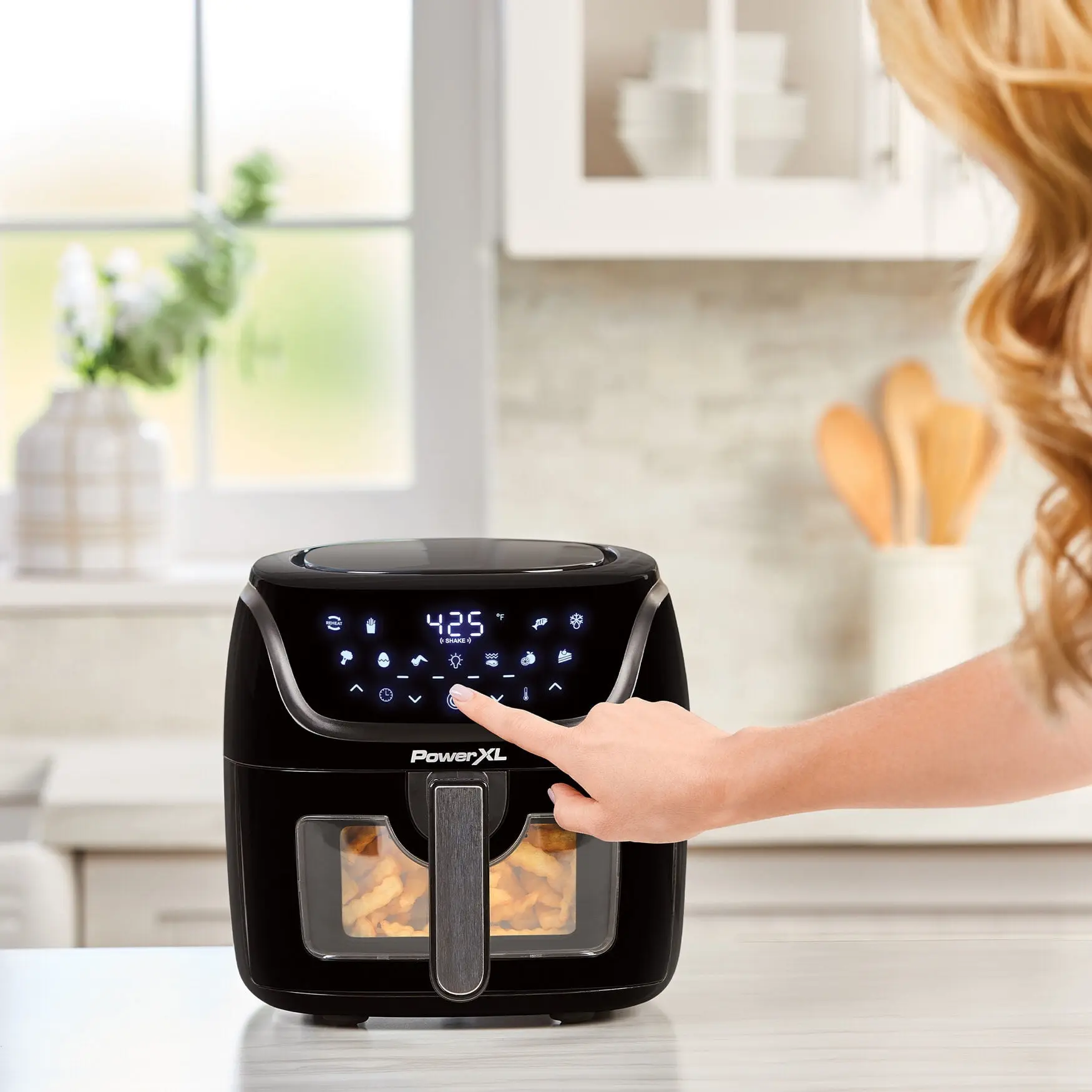 212 MAIN 8 qt. Vortex Pro Black Programmable Air Fryer - Adjustable Temperature Fryer with Smart Control, Aluminum/Plastic Kitchenware, 12.2 in x 12.2 in x 15.5 in Dimensions, 12X12x15.5"