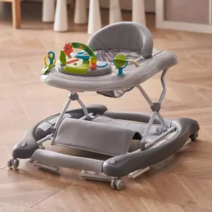 Foldable Baby Activity Center Walker - 4-in-1, Music & Toys Tray, 3-Height Adjustment, Multi-Mode Learning for Toddlers 6-24 Months