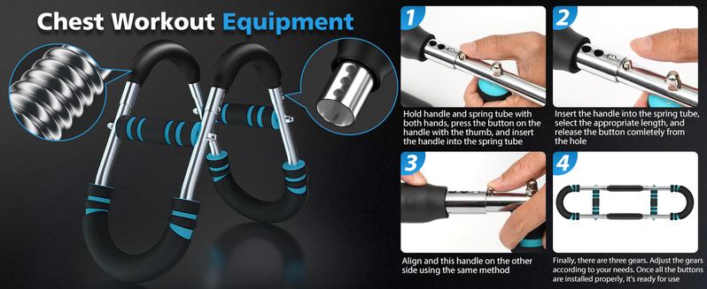 Men's Arm & Chest Trainer, Portable Spring Resistance Home Gym Equipment - 3 Adjustable Levels 60-100LBS, Muscle & Strength Building, Ideal Gift